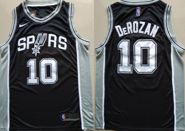 Men San Antonio Spurs 10 Derozan Black Game Nike NBA Jerseys